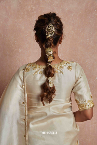 Leela Off White Tussar Silk Saree Leela Off White Tussar Silk Saree