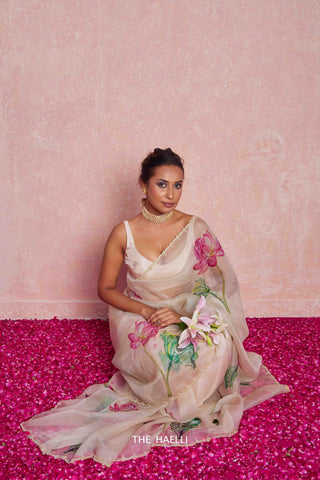 Kamal Beige Organza Silk Saree Kamal Beige Organza Silk Saree