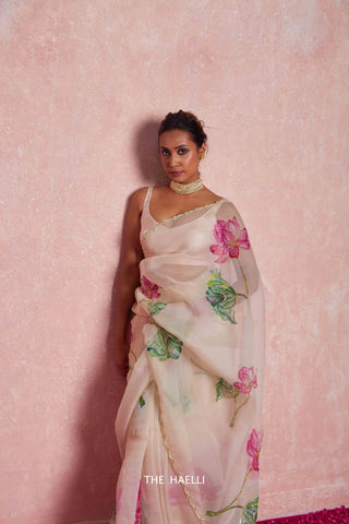 Kamal Beige Organza Silk Saree Kamal Beige Organza Silk Saree