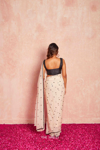 Zareen beige chiffon saree Zareen beige chiffon saree