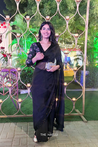 Laila Black Organza Hand-embroidered saree Laila Black Organza Hand-embroidered saree