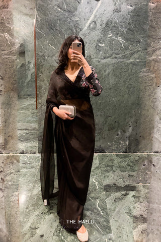 Laila Black Organza Hand-embroidered saree Laila Black Organza Hand-embroidered saree