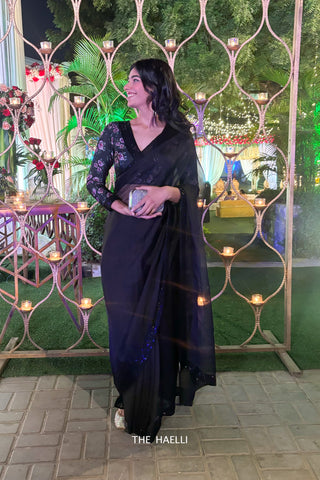 Laila Black Organza Hand-embroidered saree Laila Black Organza Hand-embroidered saree