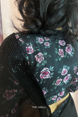 Laila Black Organza Hand-embroidered saree Laila Black Organza Hand-embroidered saree