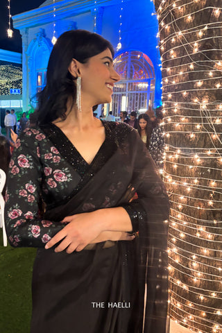 Laila Black Organza Hand-embroidered saree Laila Black Organza Hand-embroidered saree