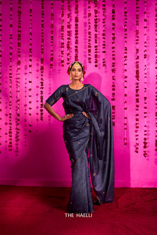 Pari Charcoal Tussar Silk Saree Pari Charcoal Tussar Silk Saree