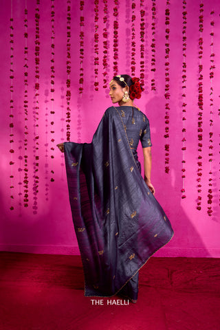 Pari Charcoal Tussar Silk Saree Pari Charcoal Tussar Silk Saree