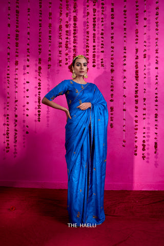 Pari Blue Tussar Silk Saree Pari Blue Tussar Silk Saree