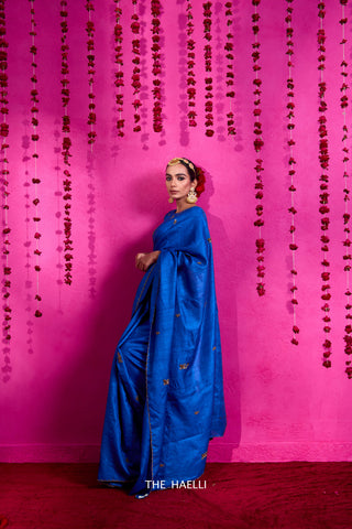 Pari Blue Tussar Silk Saree Pari Blue Tussar Silk Saree