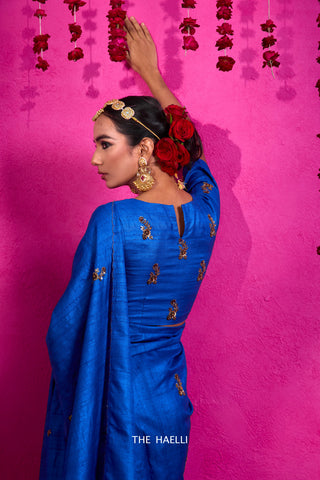 Pari Blue Tussar Silk Saree Pari Blue Tussar Silk Saree