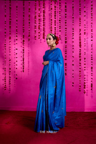 Pari Blue Tussar Silk Saree Pari Blue Tussar Silk Saree