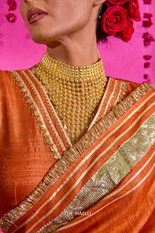Padmini Rust Tussar Silk Saree Padmini Rust Tussar Silk Saree