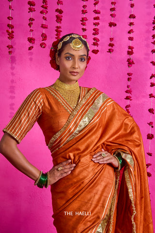 Padmini Rust Tussar Silk Saree Padmini Rust Tussar Silk Saree