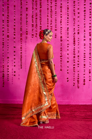 Padmini Rust Tussar Silk Saree Padmini Rust Tussar Silk Saree