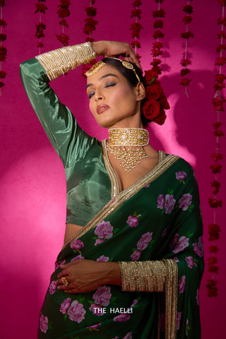 Raavi Green Satin Silk Saree Raavi Green Satin Silk Saree