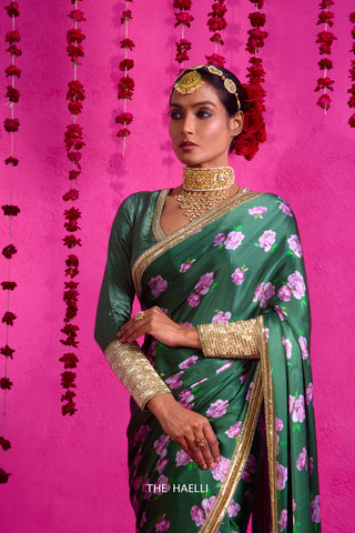 Raavi Green Satin Silk Saree Raavi Green Satin Silk Saree