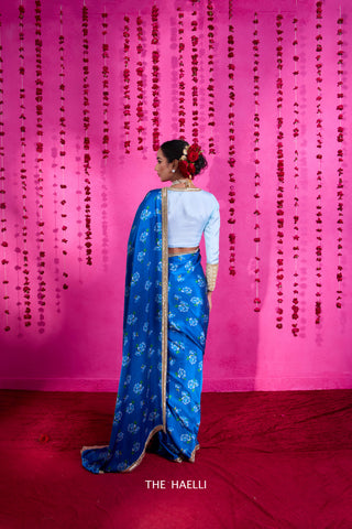 Raavi Blue Satin Silk Saree Raavi Blue Satin Silk Saree