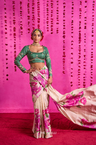 Nagma Beige Tussar Silk Saree Nagma Beige Tussar Silk Saree