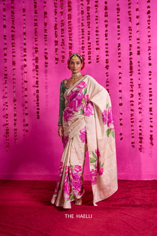 Nagma Beige Tussar Silk Saree Nagma Beige Tussar Silk Saree