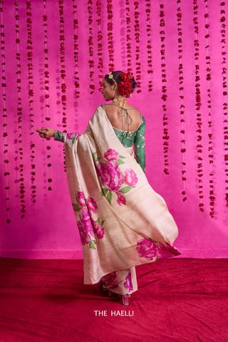 Nagma Beige Tussar Silk Saree Nagma Beige Tussar Silk Saree