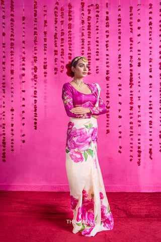 Nagma Off White Tussar Silk Saree Nagma Off White Tussar Silk Saree