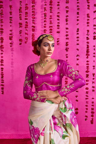 Nagma Off White Tussar Silk Saree Nagma Off White Tussar Silk Saree