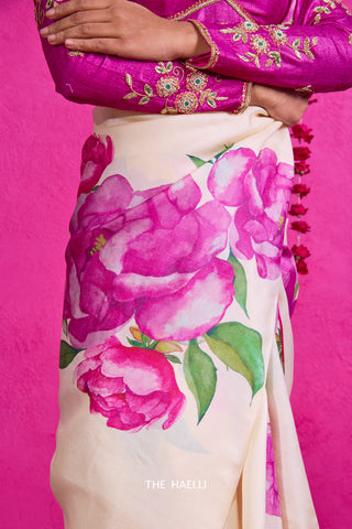 Nagma Off White Tussar Silk Saree Nagma Off White Tussar Silk Saree