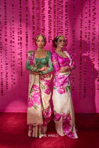 Nagma Off White Tussar Silk Saree Nagma Off White Tussar Silk Saree