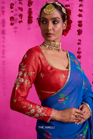 Tara Blue Georgette Silk Saree Tara Blue Georgette Silk Saree