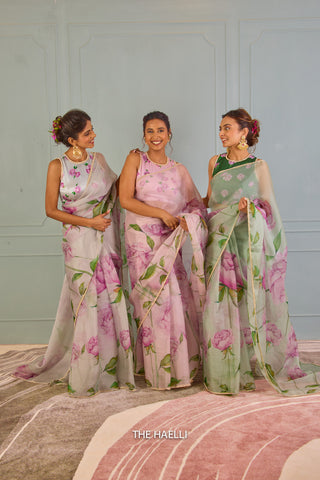 Bloom Grey Organza Saree Bloom Grey Organza Saree