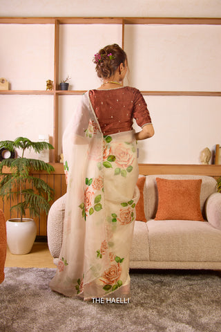 Amira Beige Organza Silk Saree Amira Beige Organza Silk Saree