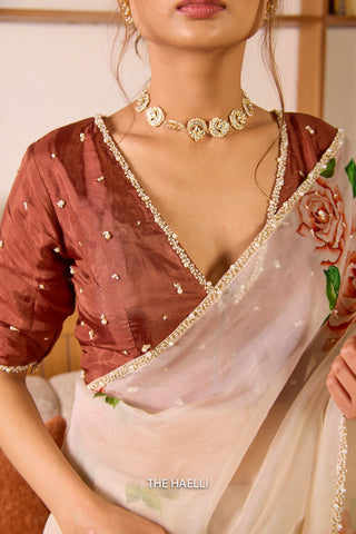 Amira Beige Organza Silk Saree Amira Beige Organza Silk Saree