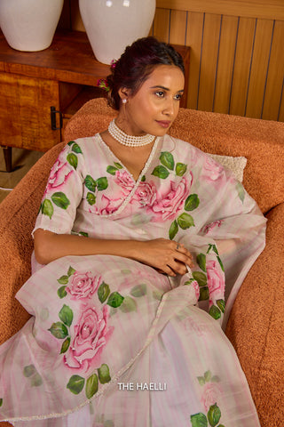 Amira White Organza Silk Saree Amira White Organza Silk Saree