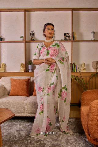 Amira White Organza Silk Saree Amira White Organza Silk Saree