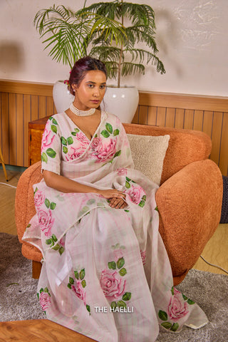 Amira White Organza Silk Saree Amira White Organza Silk Saree
