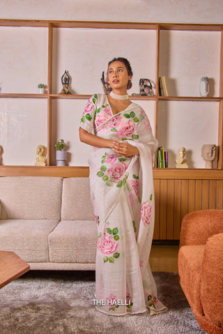 Amira White Organza Silk Saree Amira White Organza Silk Saree