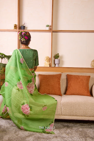 Amira Green Organza Silk Saree Amira Green Organza Silk Saree