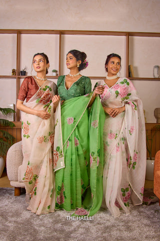 Amira Green Organza Silk Saree Amira Green Organza Silk Saree