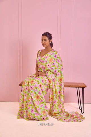 Sofia White Crepe Silk Saree Sofia White Crepe Silk Saree