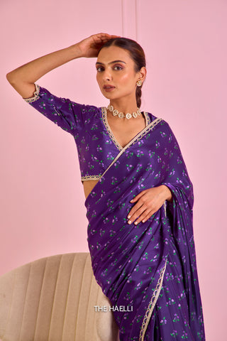 Roma Purple Satin Silk Saree Roma Purple Satin Silk Saree