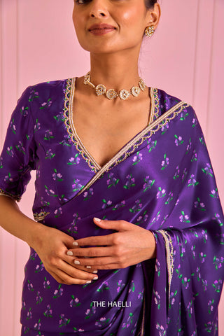 Roma Purple Satin Silk Saree Roma Purple Satin Silk Saree