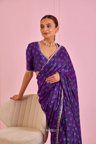 Roma Purple Satin Silk Saree Roma Purple Satin Silk Saree