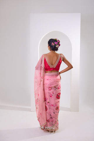 Rabia Pink Organza Silk Saree Rabia Pink Organza Silk Saree