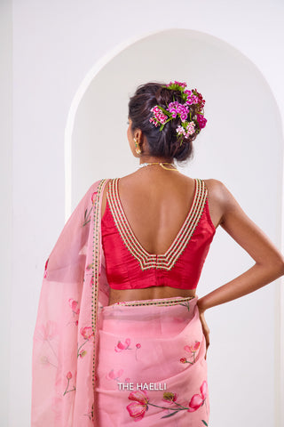 Rabia Pink Organza Silk Saree Rabia Pink Organza Silk Saree