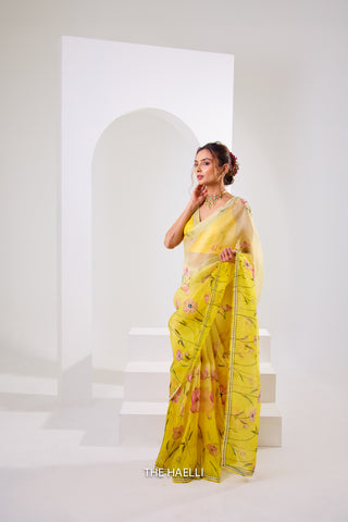 Rabia Yellow Shaded Organza Saree Rabia Yellow Shaded Organza Saree