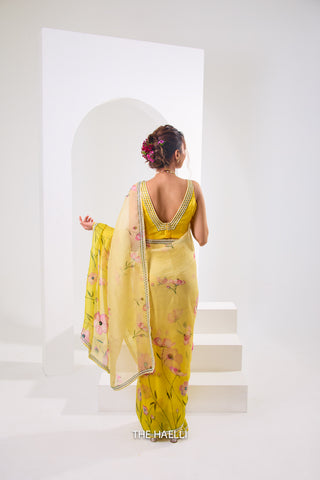 Rabia Yellow Shaded Organza Saree Rabia Yellow Shaded Organza Saree