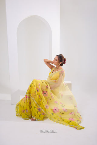 Rabia Yellow Shaded Organza Saree Rabia Yellow Shaded Organza Saree