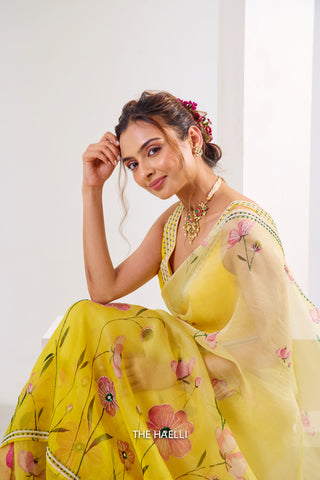 Rabia Yellow Shaded Organza Saree Rabia Yellow Shaded Organza Saree
