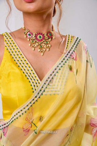 Rabia Yellow Shaded Organza Saree Rabia Yellow Shaded Organza Saree