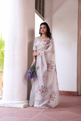 Tara Grey Organza Silk Saree Tara Grey Organza Silk Saree